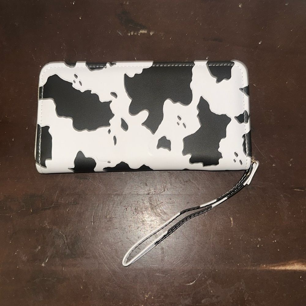 Cow Print Zipper Wallet Clutch Purse Faux Leather Unbranded Women’s Fashion